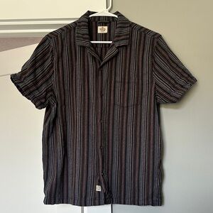 Marine Layer Short-Sleeve button down Shirt - Black Multicolor Stripes